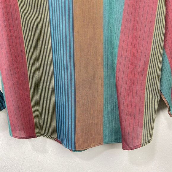Vintage 80s Ted Sollod Blouse Size 14‎ Button Up Stripe Artsy Indie Modest Top - Picture 14 of 14